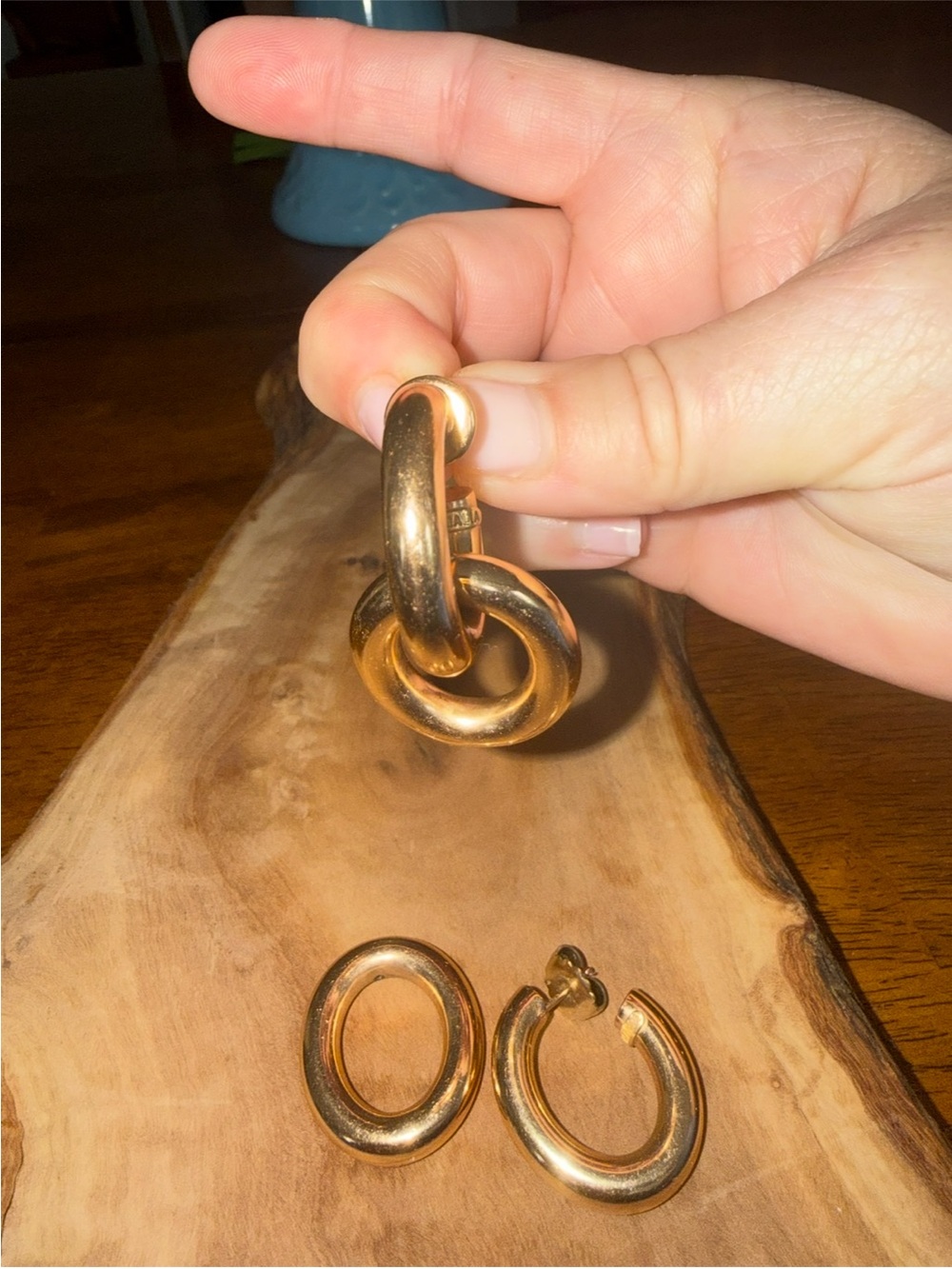 RARE Signed Vintage Oromalia 18K DayNight Convertible Double Puffy Hoop Earrings